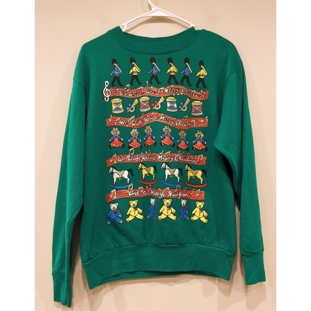 Vintage Christmas Lightweight Sweater Wish You a Merry Size Medium